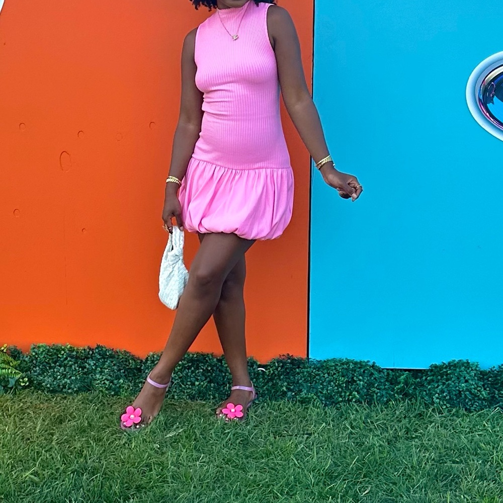 ZARA Ribbed Balloon Dress - Picture 6 of 6